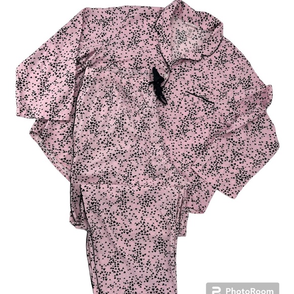 Victoria's Secret Dreamer Flannel Long Pajama Set Babydoll Tiny Hearts - XXL - Picture 12 of 12